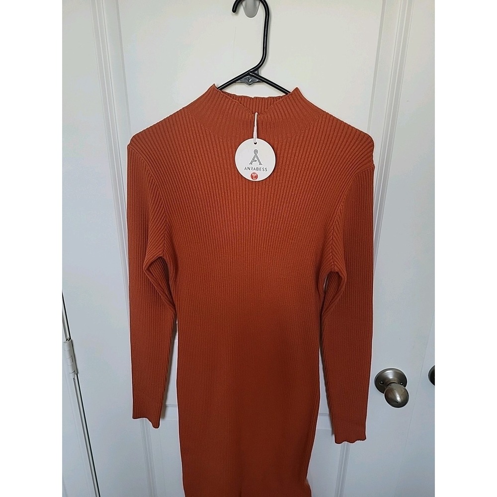 Elegant Orange  Ribbed Dress